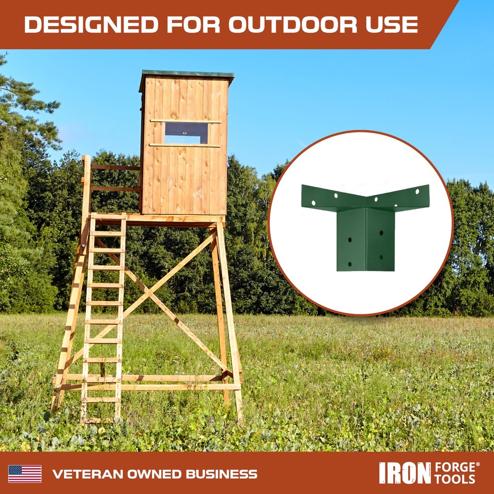Iron Forge Tools Deer Stand Brackets, 4x4 Inch Green Powder Coated