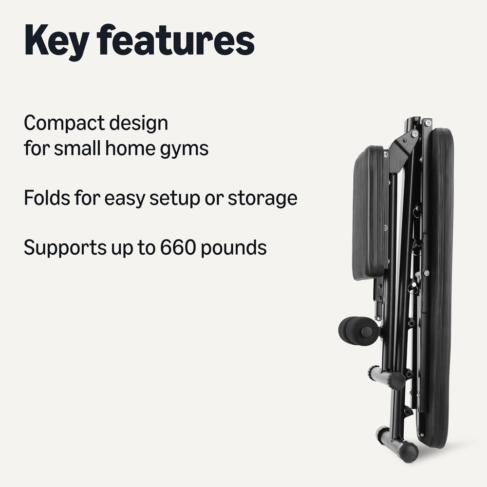 Adjustable Workout Weight Bench Press, Foldable for Home Gym, Black