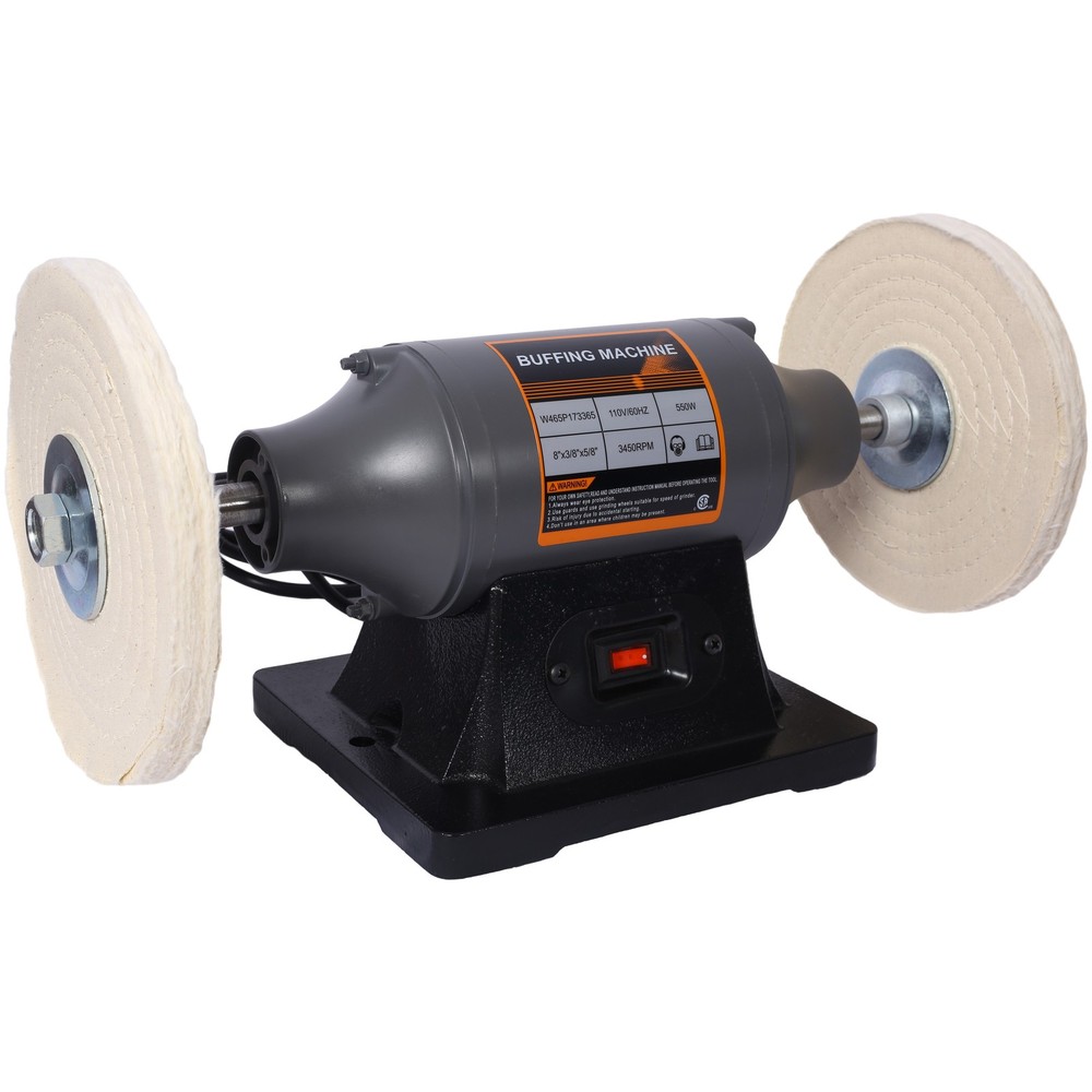 8Inch Electric Polisher Bench Buffer Grinder with 4Pcs 80Ply Thic Buffing Wheels