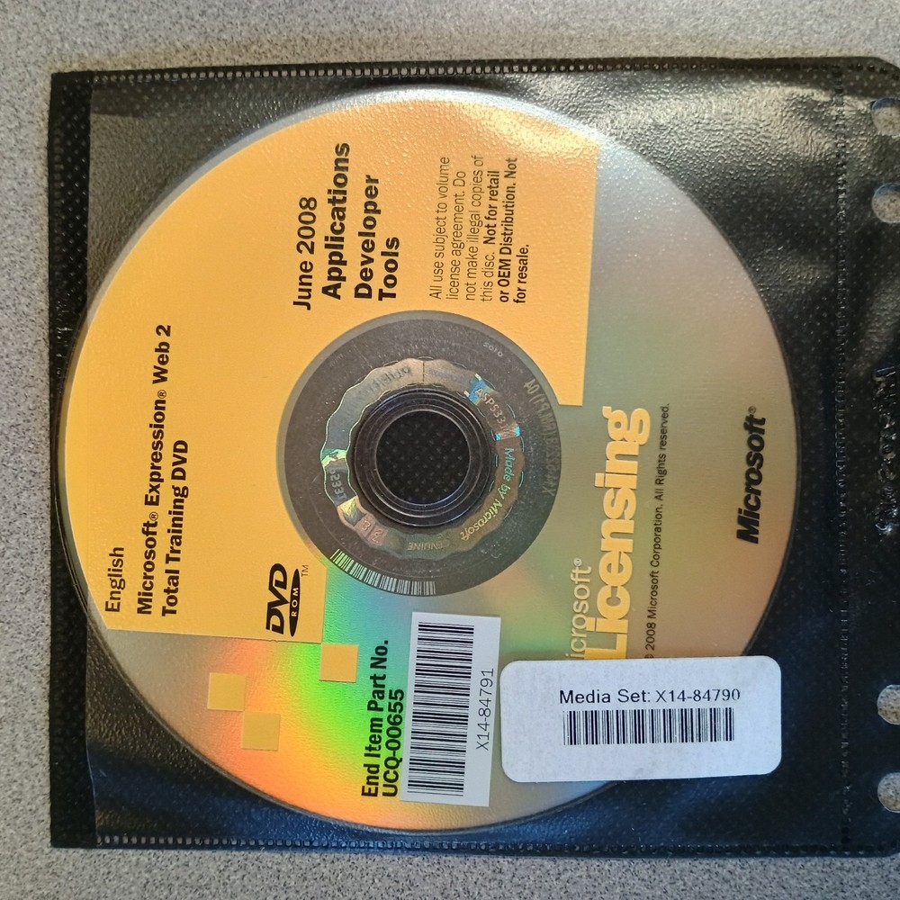 Microsoft Expression Web 2 DVD-ROM 2008 Vista/XP Software Media Set