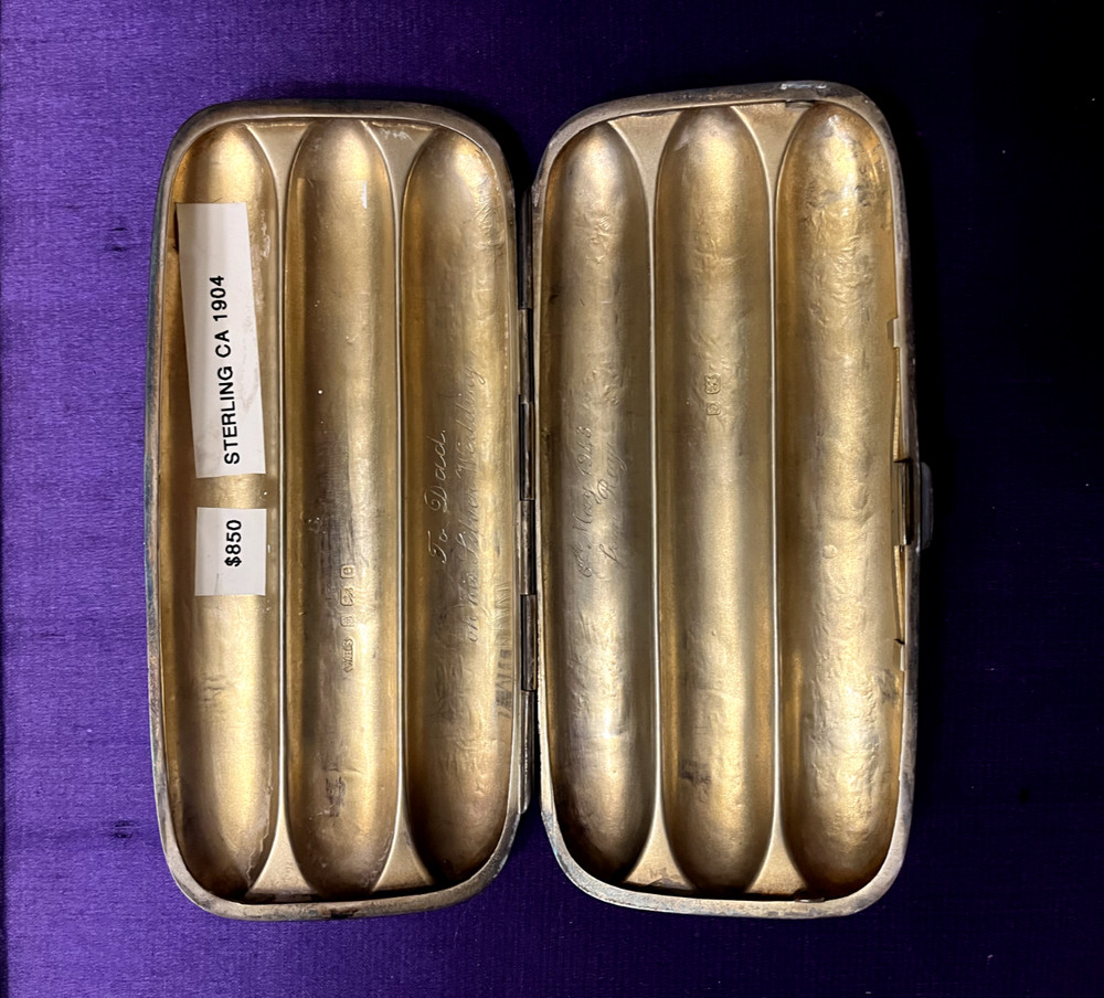 Antique Sterling Silver Fluted Cigar Case