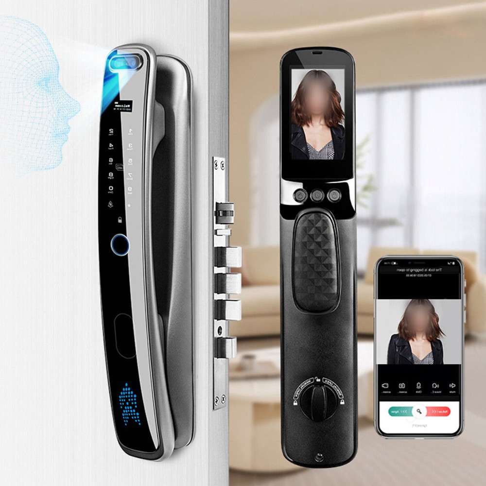 Smart Door Lock 3D Face Recognition Camera FingerPrint Password Security Lock