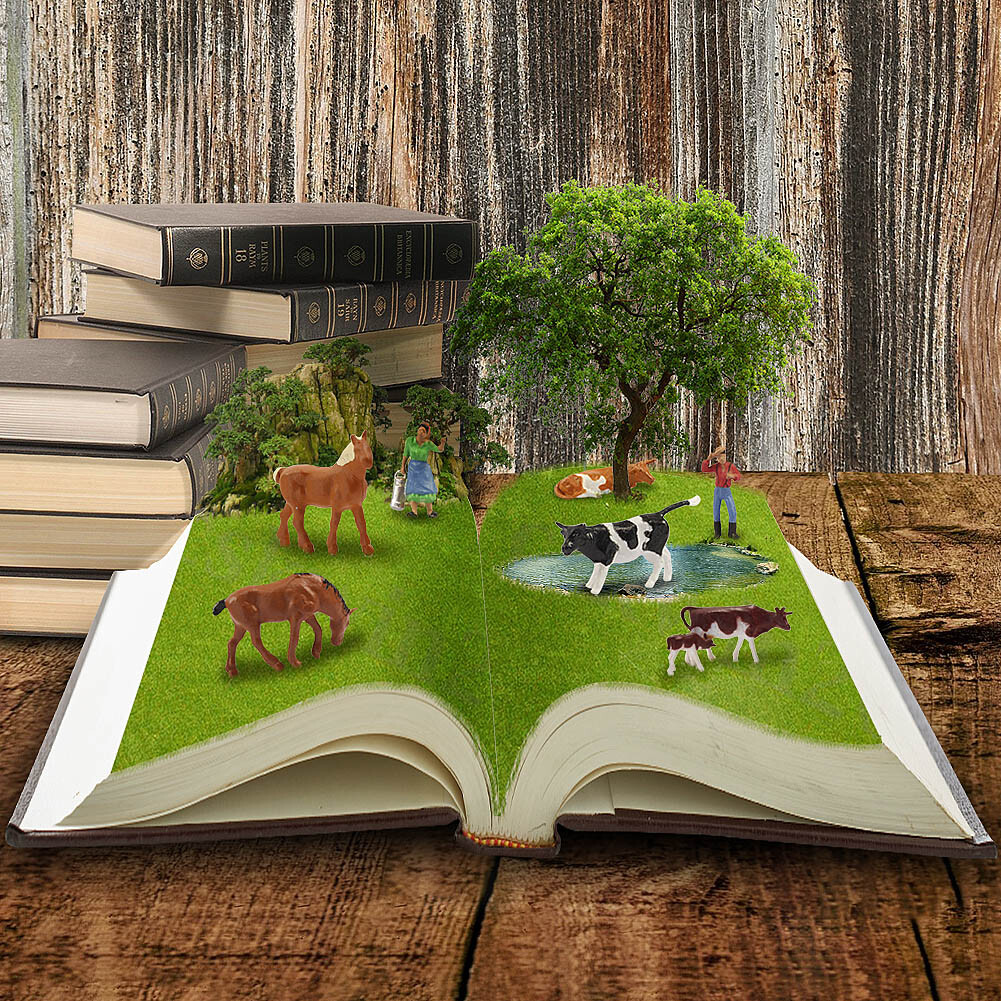 36pcs HO Scale 1:87 Well Painted Farm Animals Cows Horses Shepherd People