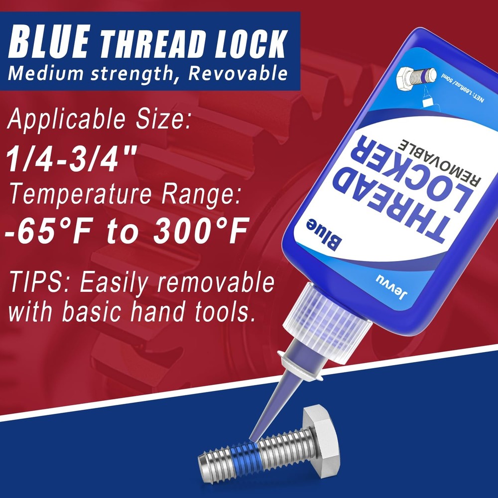 Jevvu Thread Lock Blue and Red, 50mlx2 Locker Medium Red