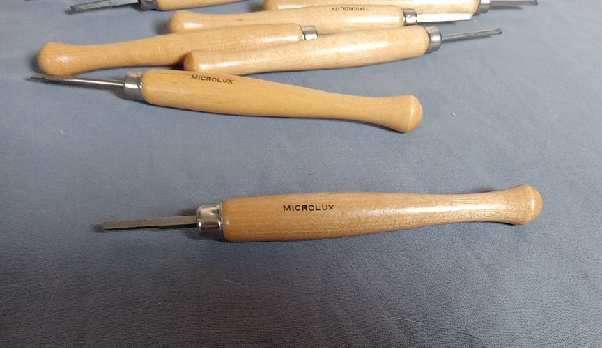 Vintage Microlux Ten Piece Wood Carving Tool Chisel Set