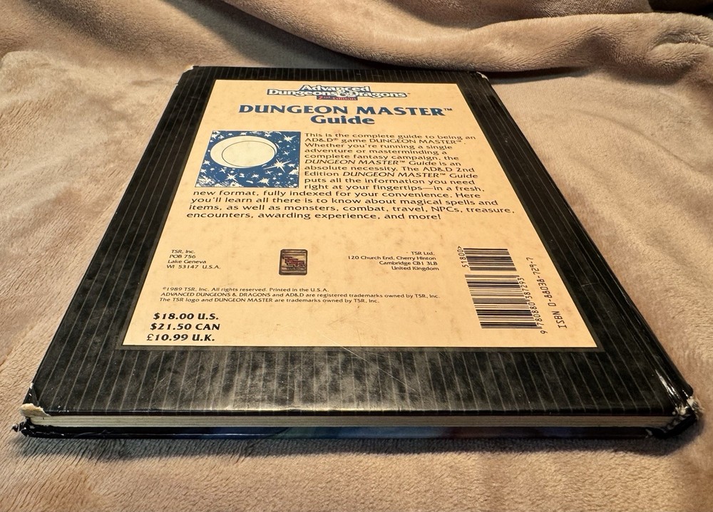 Advanced Dungeons & Dragons Dungeon Master's Guide 2nd Edition 2100 1989 HC Book