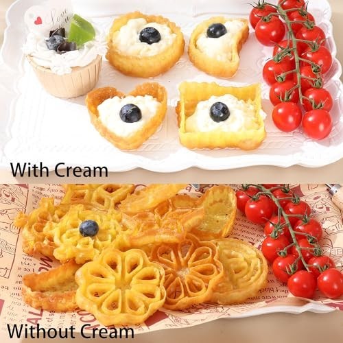 8-Head Rosette Maker & Bunuelos Mold Set - Cookie Press, Waffle Stamp, 10 Pcs