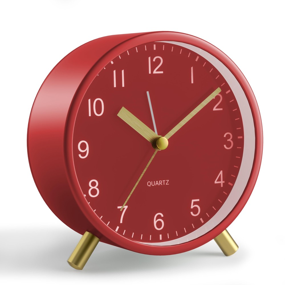 Analog Alarm Clock 4 inch Super Silent Non Ticking Small Clock with Night Lig...