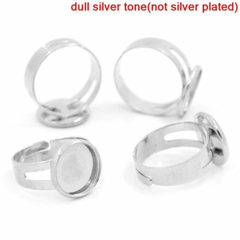 10 pcs. Silver Tone ADJUSTABLE Cabochon Setting Bezel RING bases settings – Ring