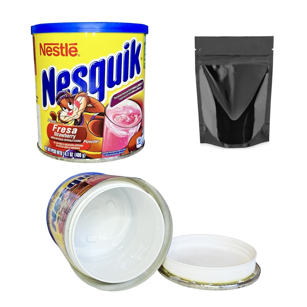 Nesquik Strawberry Diversion Safe Stash Can Screw Lock Hidden Compartment