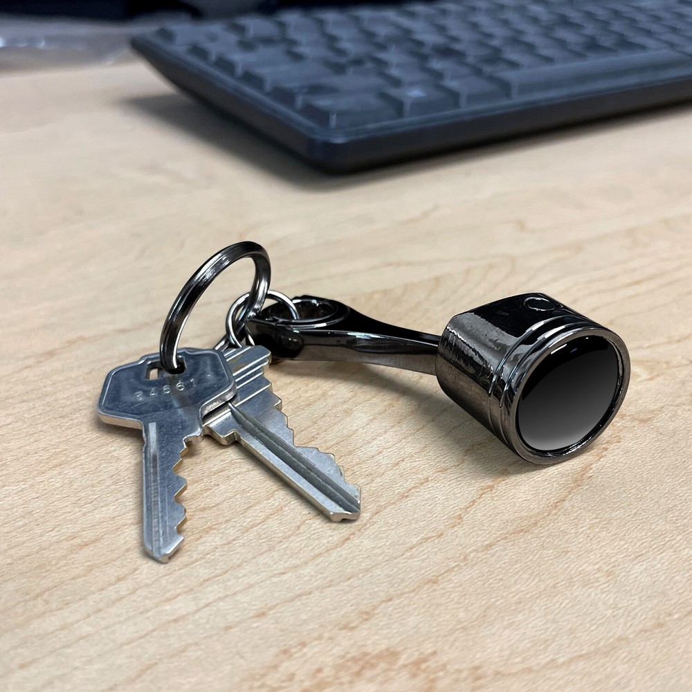 Cadillac V Logo Black Chrome Engine Piston Style Metal Key Chain