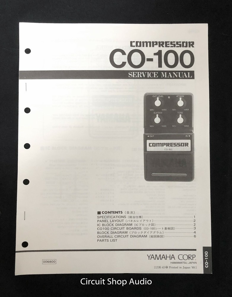 Original Yamaha CO-100 Compressor Service Manual
