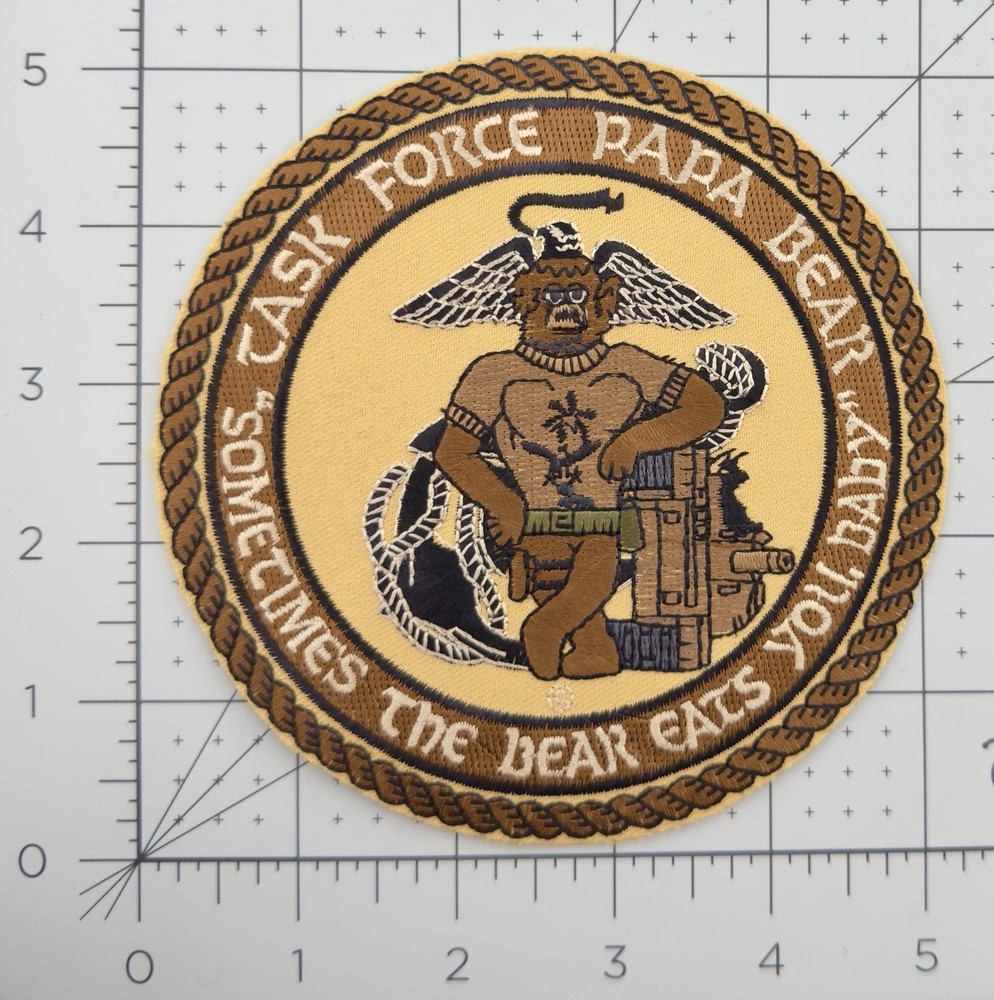 Task Force Papa Bear Desert Storm USMC Morale Patch “Bear Eats You”
