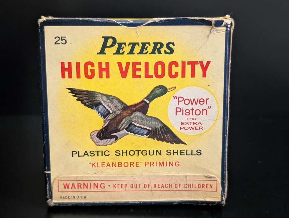VINTAGE PETERS SHOTGUN SHELLS 12 ga POWER PISTON AMMO BOX EMPTY (a)