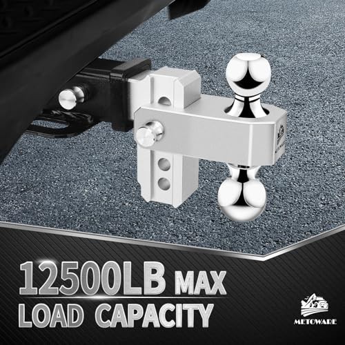 Adjustable Trailer Hitch - Aluminum Tow Hitch Fits 2-Inch 4-inch Drop silver