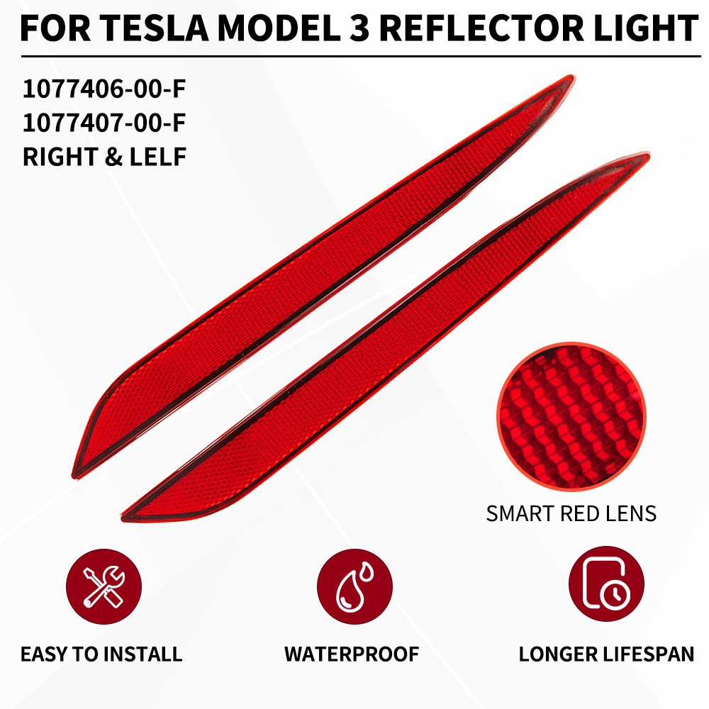 For 16-23 Tesla Model 3 Tail Rear Bumper Reflector Reflex Light left Right Side