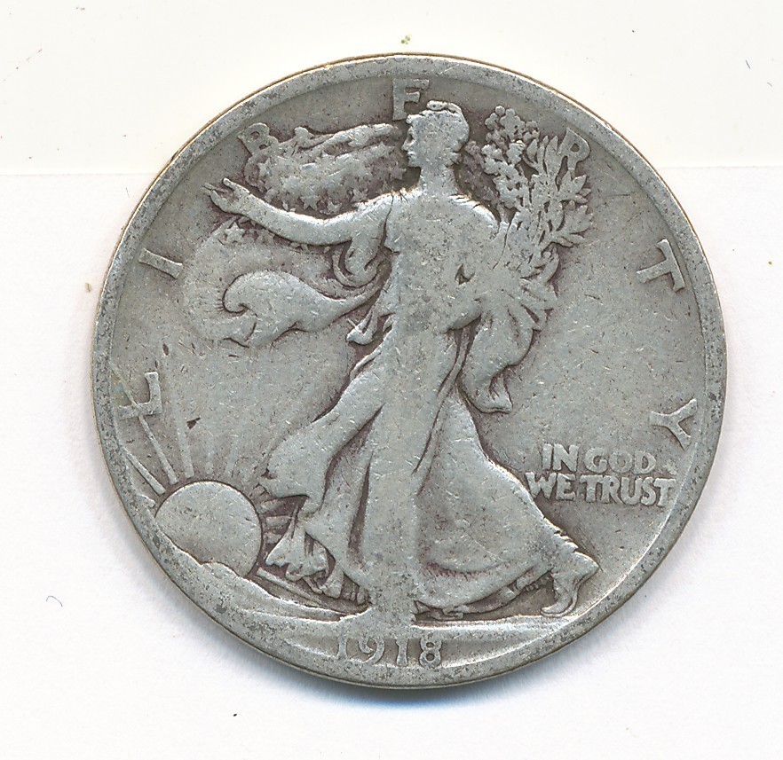 1918 D WALKING LIBERTY SILVER HALF DOLLAR