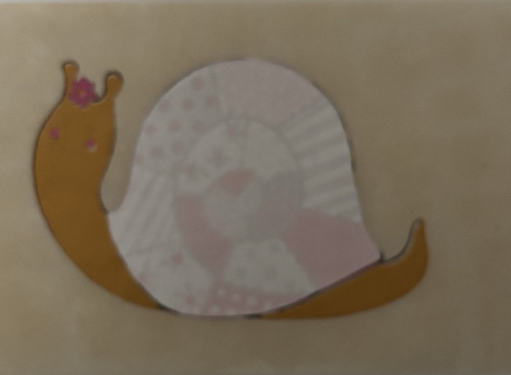 Original Vintage Cute Patchwork Snail Iron On Transfer