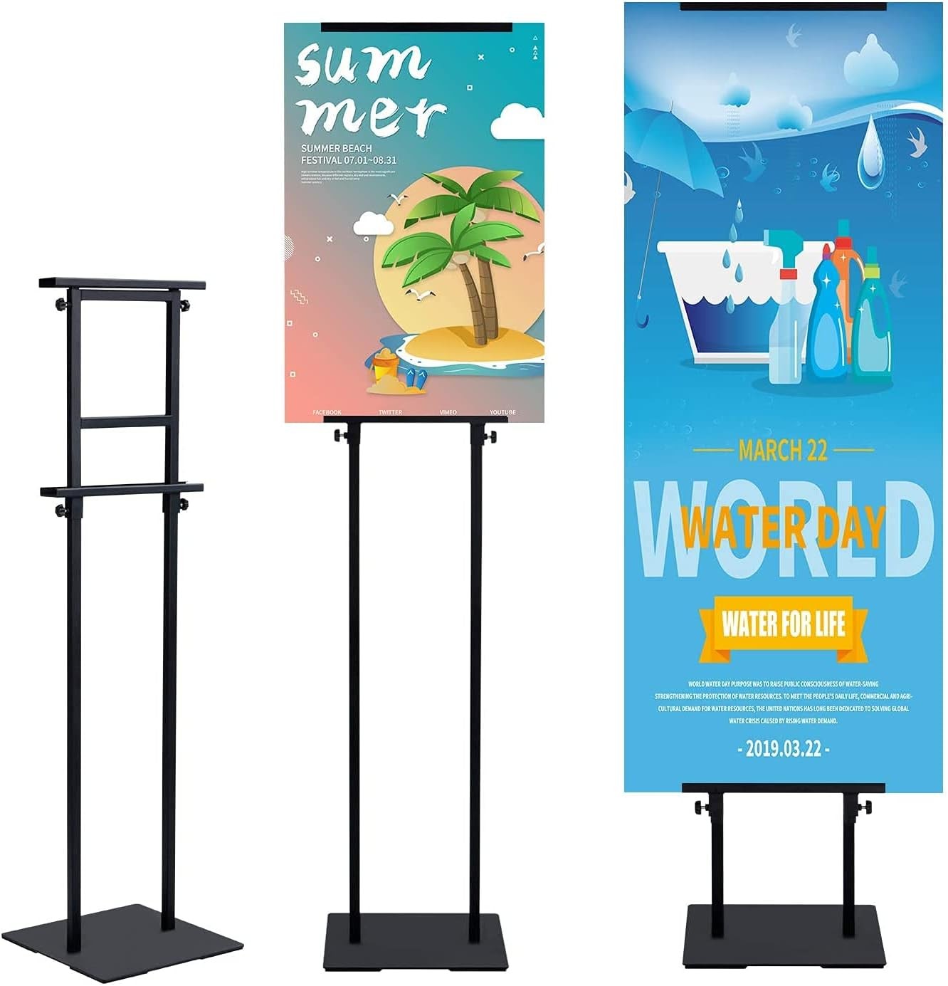 Metal Retractable Banner Stand Sign Poster Holder Display 78" Height Adjustable