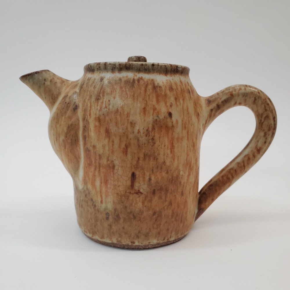 Vintage Rustic Pottery Studio Ceramic Teapot 4" - Scribed "B 93" Natural Glaze
