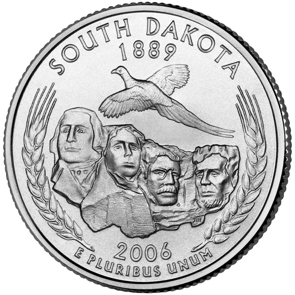 2006 D South Dakota State Quarter.  Uncirculated From US Mint roll.