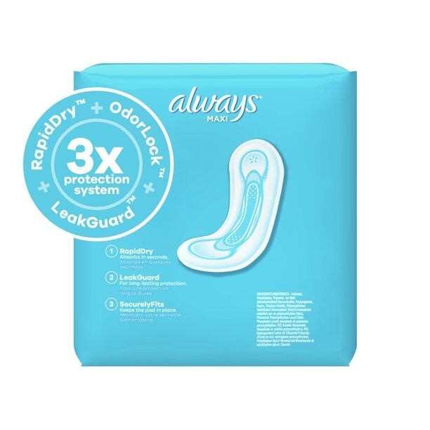 Always Maxi Daytime Pads without Wings, Size 1, Regular, Unscented, 48 Ct