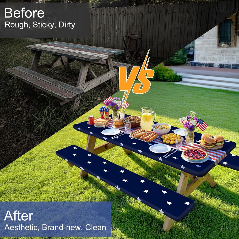 Picnic Table Cover with Bench Covers Windproof Waterproof Picnic Table Covers...