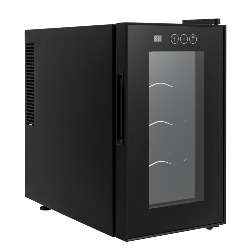 8-Bottle Wine Cooler Compact Mini Fridge Smart Temp Control LED Blue Lighting