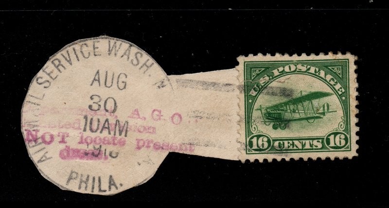 C2 XF/SUP USED FIRST AIRMAIL STAMP TIED ON PIECE WITH EARLY CANCEL