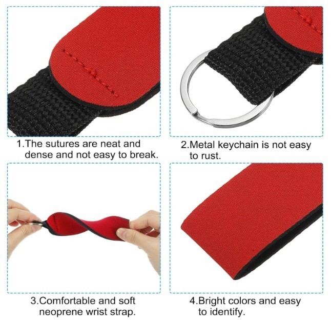 Floating Neoprene Keychain, Waterproof Buoyant Key Ring Sublimation Float Keycha