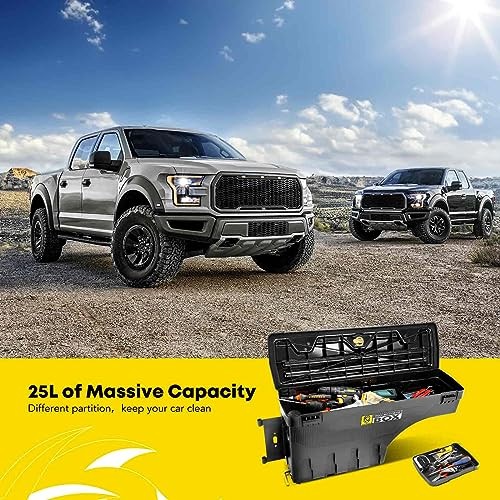 Truck Bed Storage Tool Box Lockable Compatible with 2019-2025 Passenger Side