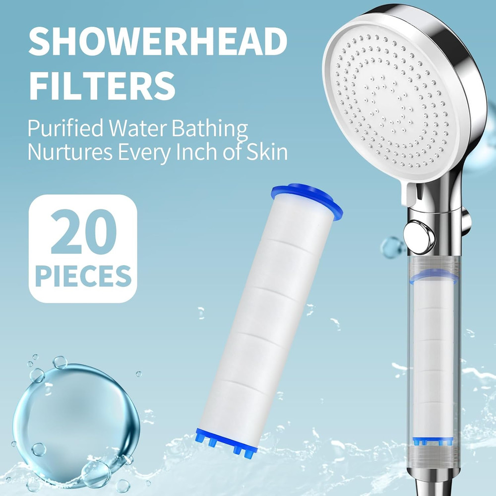 20 Pack Shower Filter Shower PP Cotton Filter Handheld, Replacement Tool Suitabl