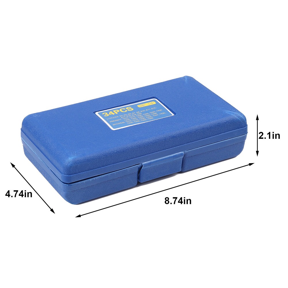 34Pcs Drive Male Female Torx Star Bit Socket E-Socket Set Handheld Tool For Car
