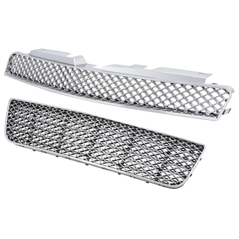 Front Upper & Lower Bumper Grille Fits 2006-2016 Chevy Impala/Limited Mesh Style