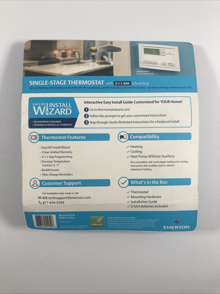 White-Rodgers Emerson P210 Programmable Single Stage Thermostat 511 Scheduling