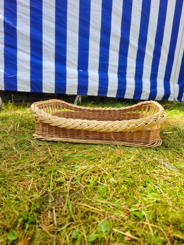 Handwoven Wicker Rectangular Serving Tray Willow Rustic Kitchen Table Organizer