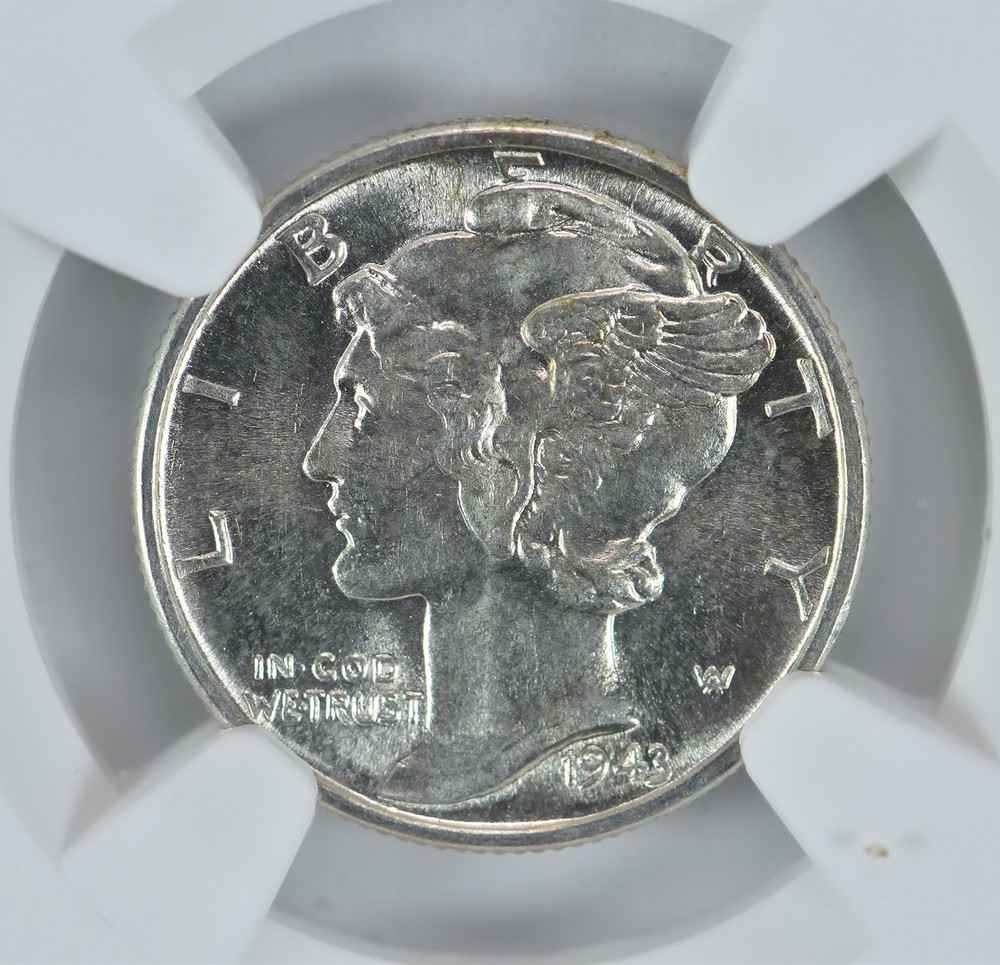 1943 Mercury Dime MS64 FB NGC Brown Label