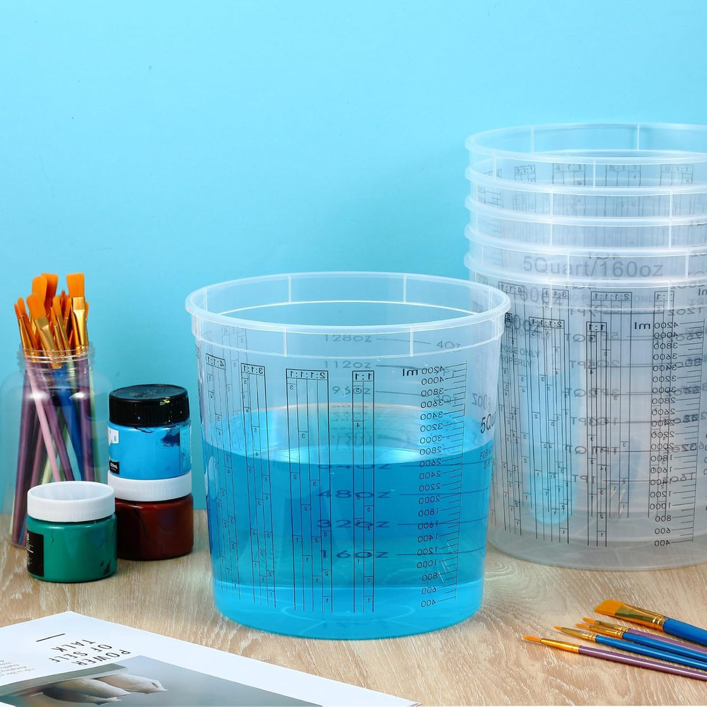 60 Clear 5 Quart Disposable Paint Mixing Cups for Resin & Epoxy Projects