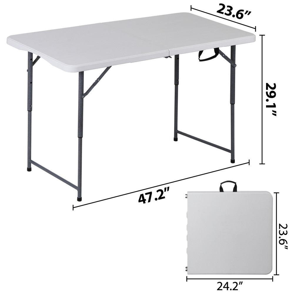 4ft Folding Table Plastic Dining Table w/Handle Lock for Picnic Camping Parties