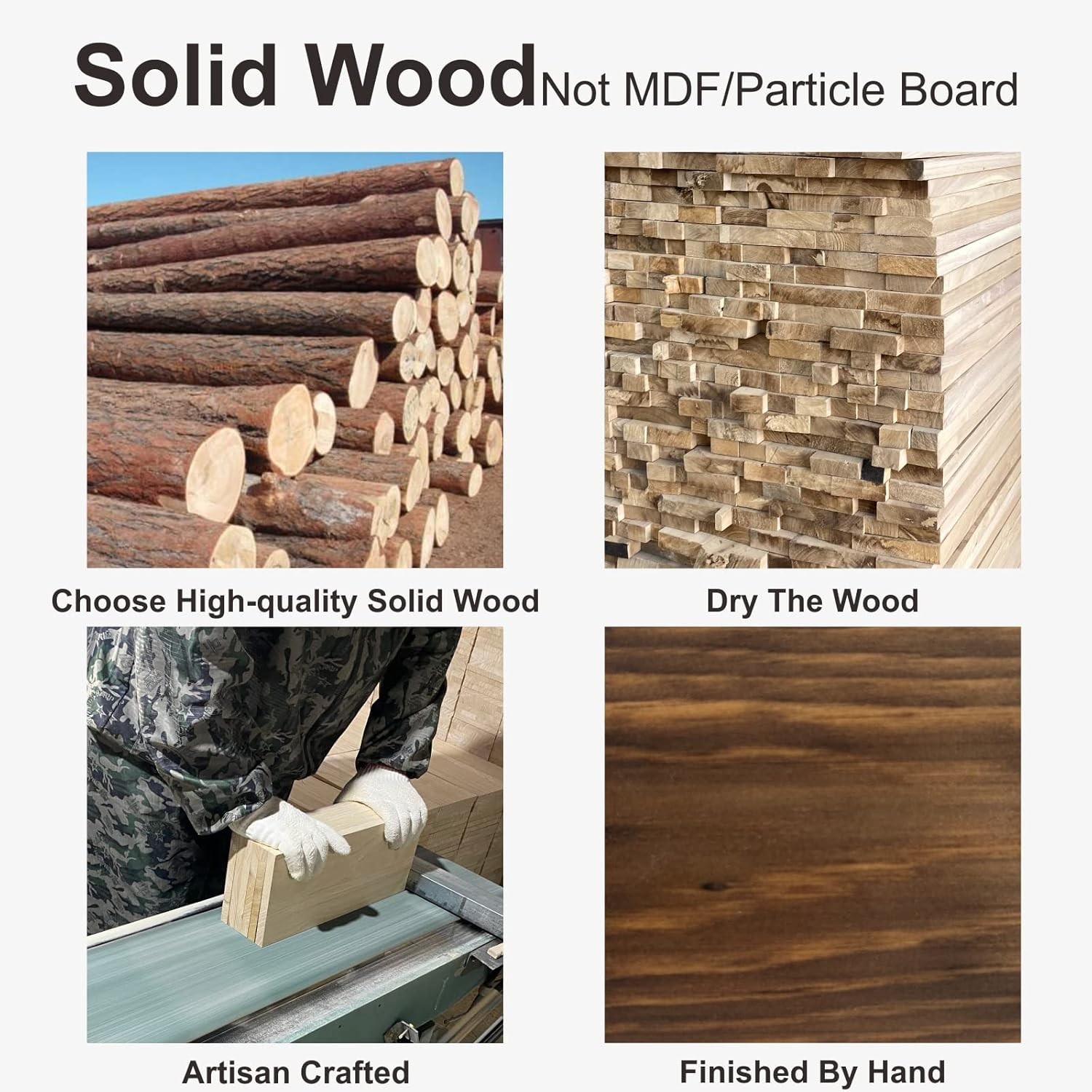 Coat Hooks Wall Mounted, Wooden Hat Rack with 4 for 1 Pack, Brown