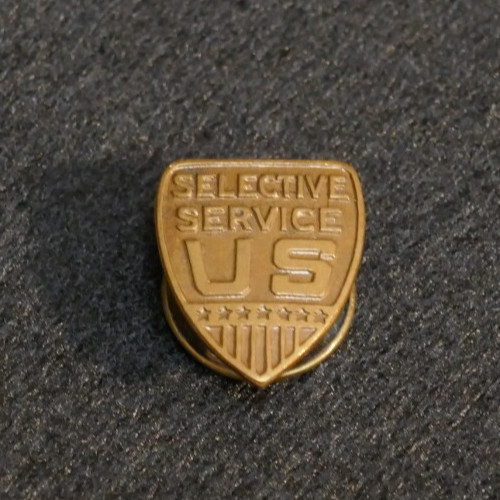 WWII US Home Front Selective Service Worker Lapel Button Back Emblem Device