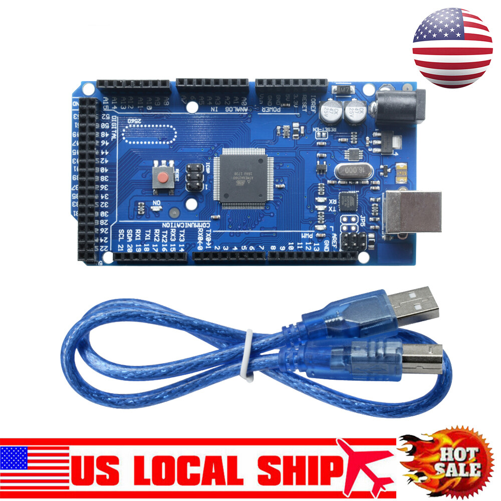 Original MEGA 2560 R3 ATMEGA16U2 ATMEGA2560-16AU Board Module + USB Cable US