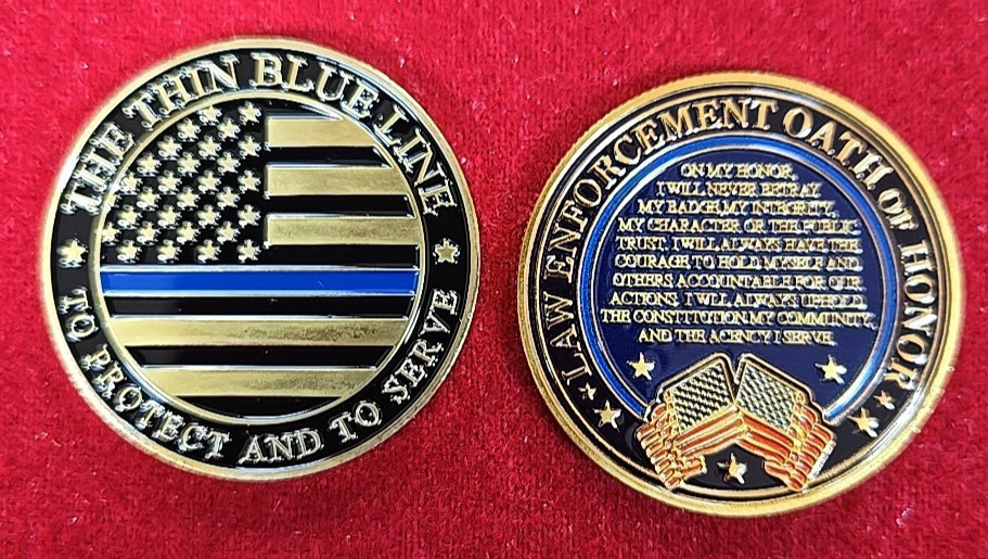 THIN BLUE LINE POLICE & SHERIFF 2 Challenge Coins CHALLENGE COIN