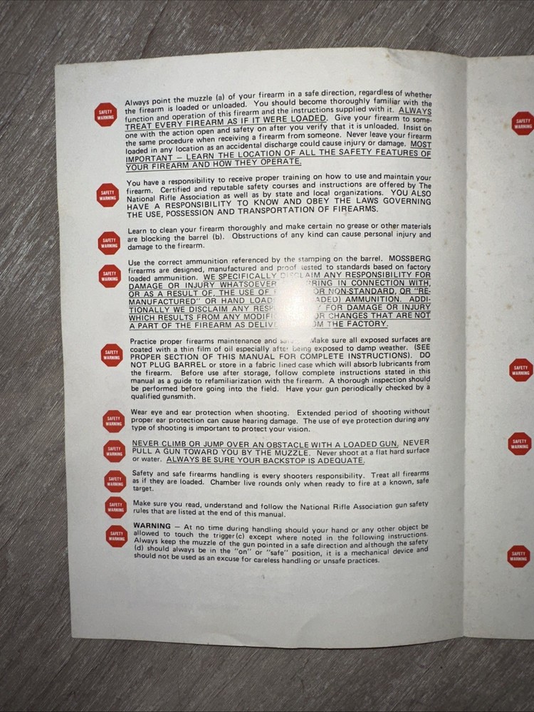 Mossberg Model 1500 Centerfire Bolt Action Manual Owners Guide