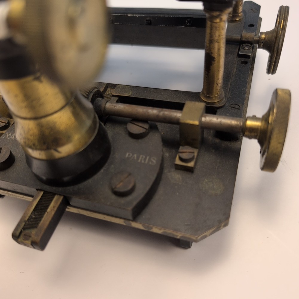 Antique Nachet Paris Large-Field Compound Microscope c1900 Mechanical Brass