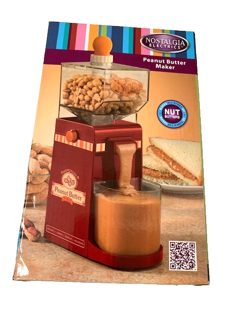 Nostalgia Electrics Compact Peanut Butter Maker Model NBM400 (Red) -NEW Open Box
