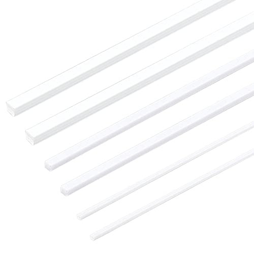 60pcs ABS Plastic Square Solid Bar Rods 1/2/3mm White ABS Plastic Square Tube