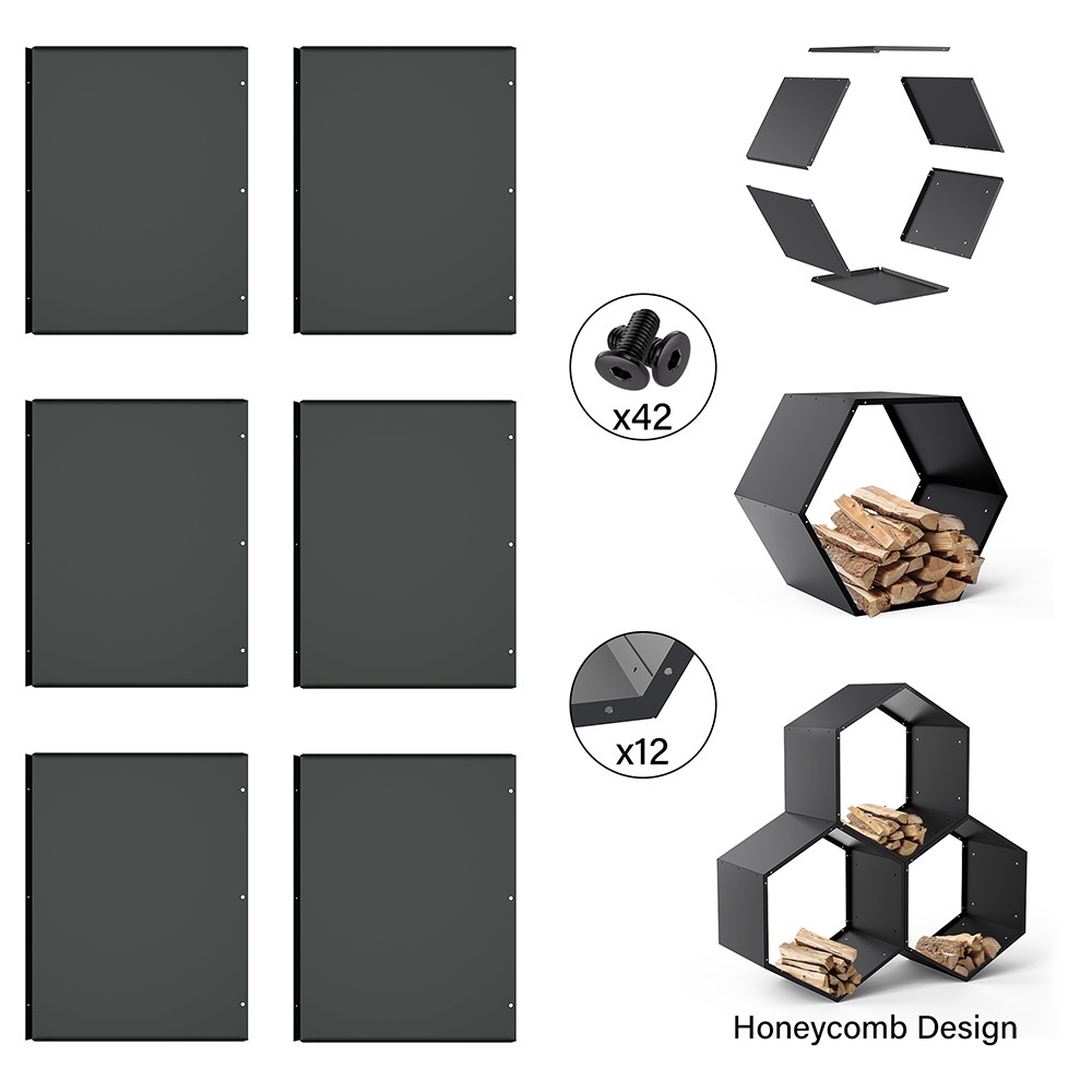 3PCS Firewood Rack Outdoor Indoor Fire Wood Rack -20 in. Hexagon Fire Log Holder