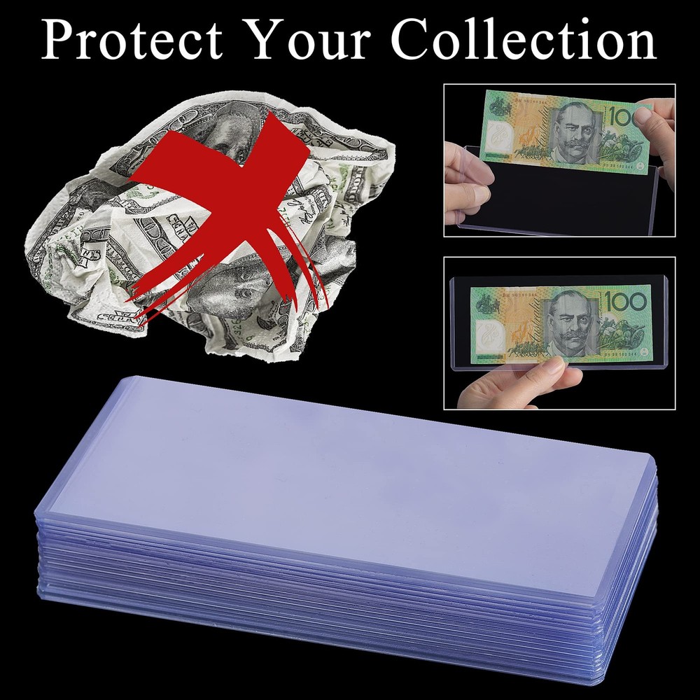 15PCS Banknotes Top-Insert Holders - Currency PVC Transparent Bill