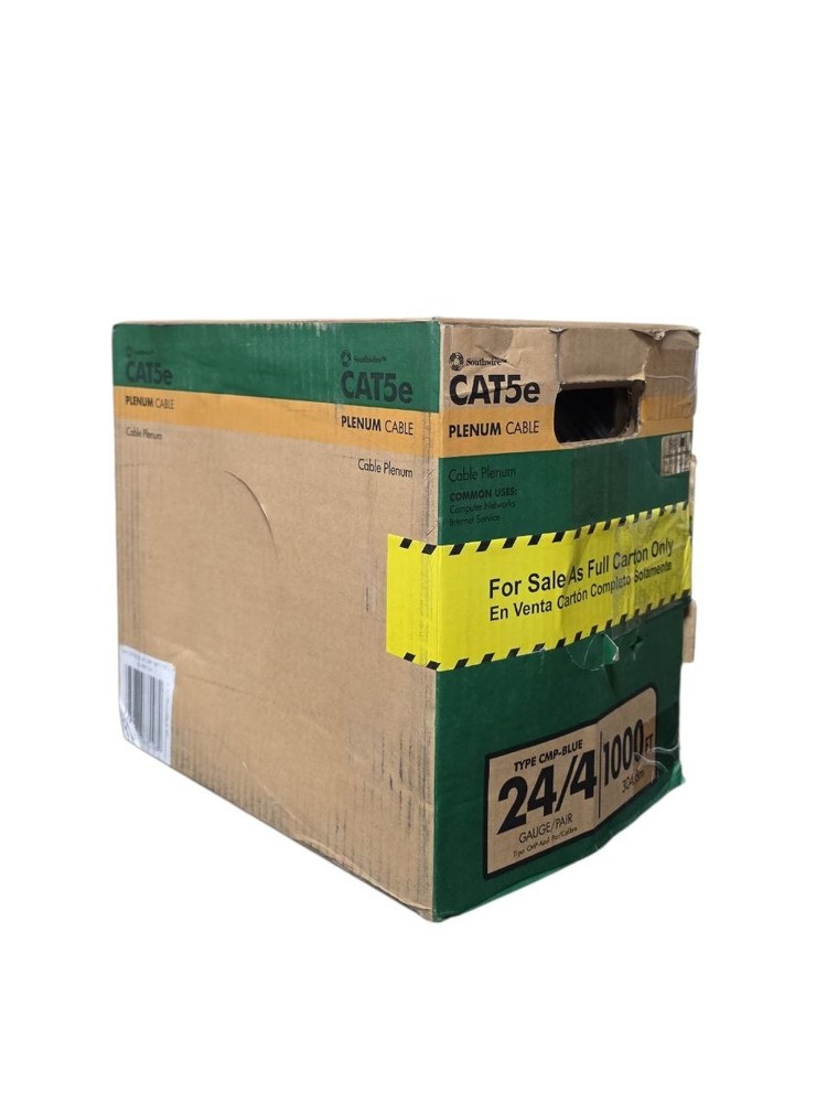 Southwire 1000 ft. Blue 24/4 Gauge/Pair CAT5e CMP (Plenum) Data Cable 1000 ft.